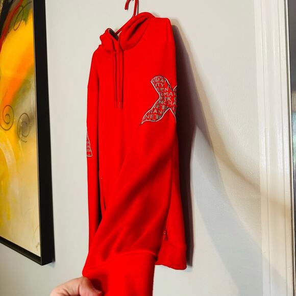 Armani Exchange Red A x E Patches Elbow Hooded Sweatshirt Size Small - Picture 7 of 9